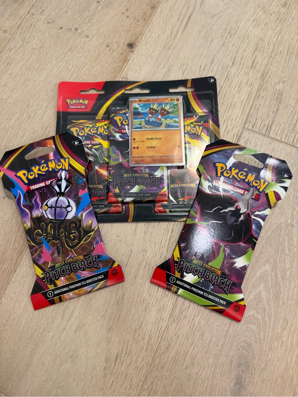 Pokémon TCG Mega Evolution: Pitch Black with Binacle card, plus 2 Booster Packs